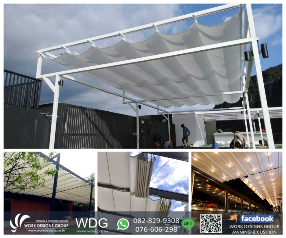 รับสั่งทำหลังคาผ้าใบพับเก็บ ภูเก็ต (Pergola)